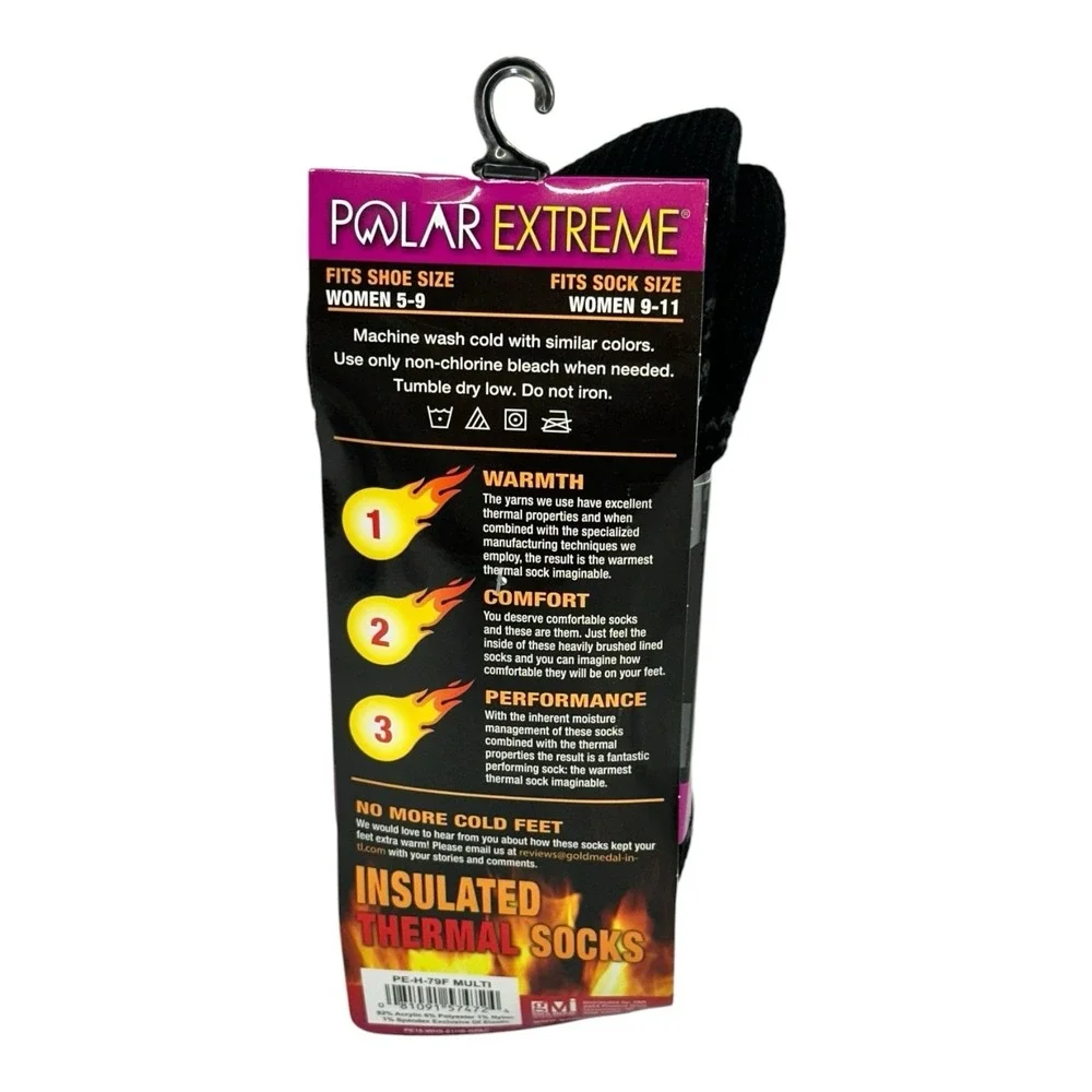Polar Extreme Insulated Thermal Warm Socks Comfort Womens 5-9 Black/ Gray
